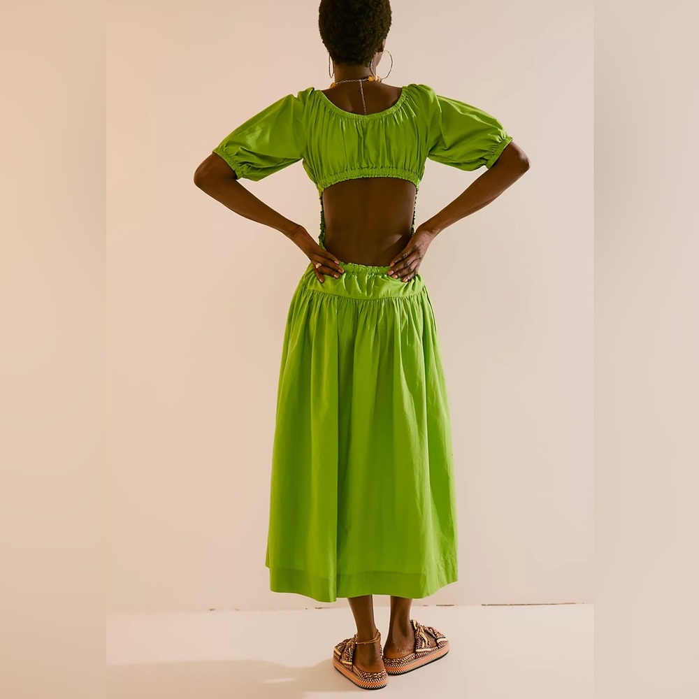 Free People Moonlight Midi Dress in Parrot Green